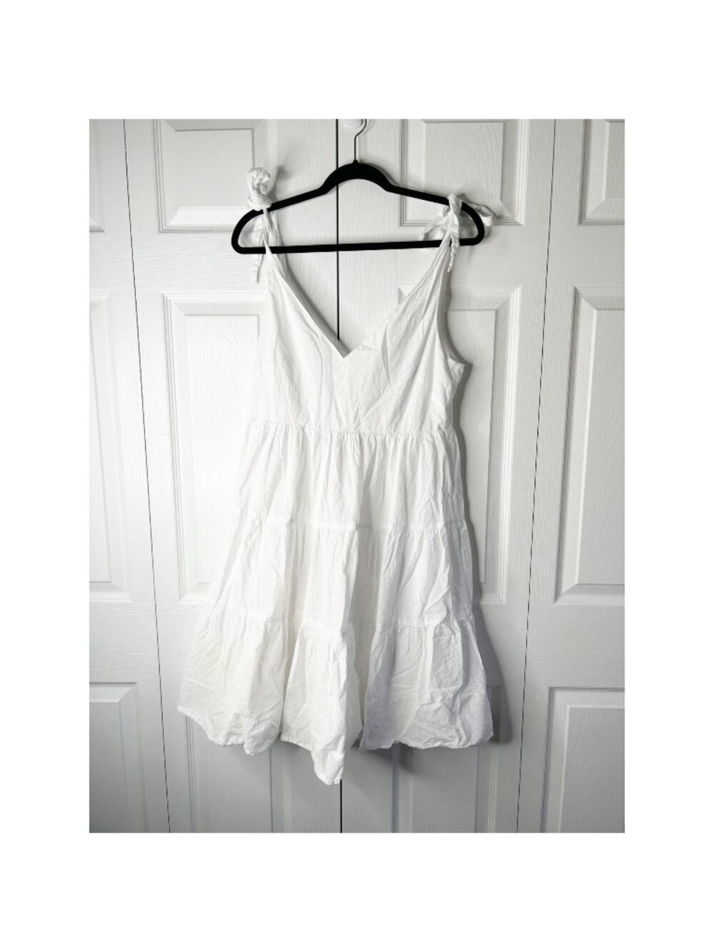 Peter Som Collective White Tiered Tie Shoulder Cotton Dress Women's Size 6